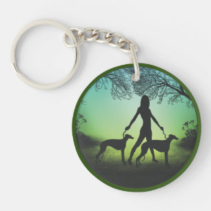 Porte-clefs Lévriers en promenade