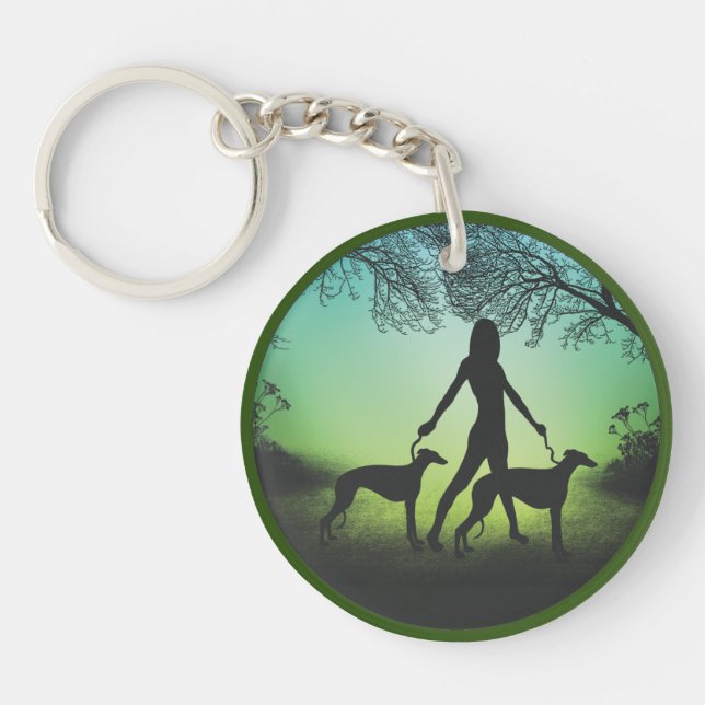 Porte-clefs Lévriers en promenade (Devant)