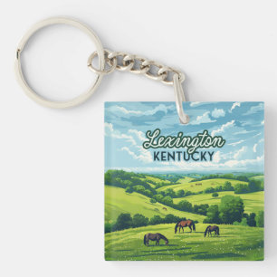 Porte-clefs Lexington Kentucky Horloges Bluegrass Fermes Vinta