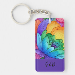 Porte-clefs lgbtq arc-en-ciel floral