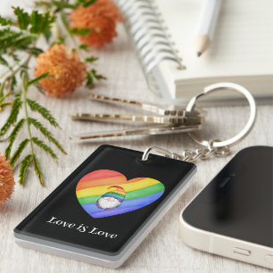 Porte-clefs LGBTQ Colorful Rainbow Heart Love is Love