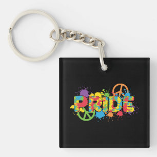 Porte-clefs LGBTQ - Fierté - Arc-en-ciel Couleurs Peinture Spl