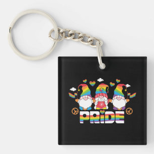 Porte-clefs LGBTQ - Fierté - Gnome de jardin - Couleur arc-en-
