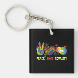 Porte-clefs LGBTQ - Paix, Amour, Égalité - Couleurs Arc-en-cie
