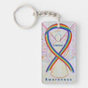 Porte-clefs LGBTQIA Angel Rainbow Awareness Ribbon Porte - clé
