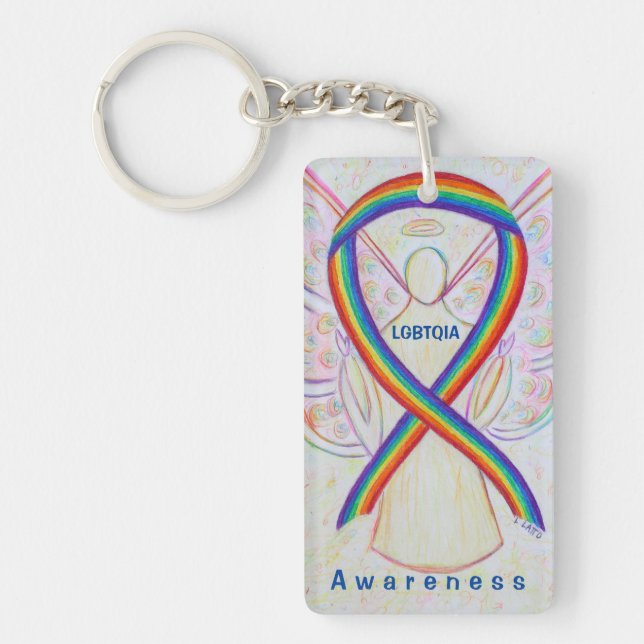 Porte-clefs LGBTQIA Angel Rainbow Awareness Ribbon Porte - clé (Devant)