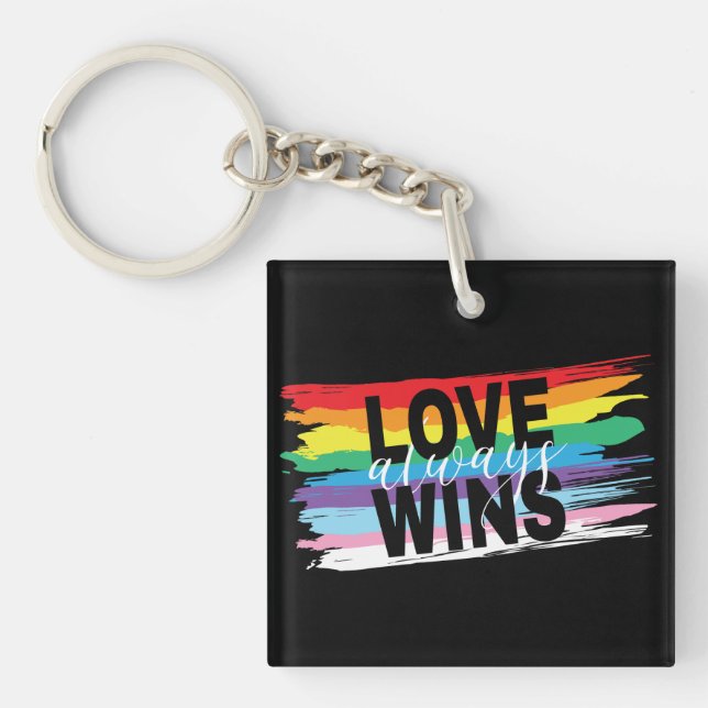Porte-clefs LGBTQIA L'amour gagne toujours, Fierté, Arc-en-cie (Devant)