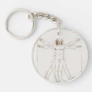 Porte-clefs L'Homme de Vitruve de Léonard de Vinci Art Vintage