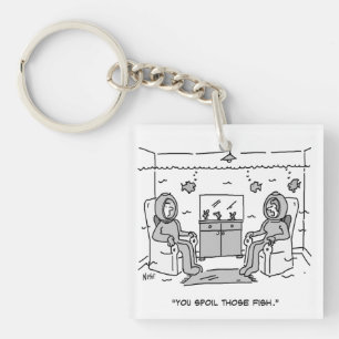 Porte-clefs L'Homme Gâche Son Poisson Tropical - Drôle Cartoon