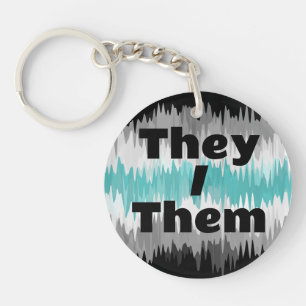 Porte-clefs Libellé personnalisable de pronoms Drapeau de fier