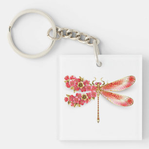 Porte-clefs libellule de fleurs avec sakura de bijoux