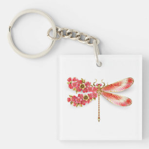 Porte-clefs libellule de fleurs avec sakura de bijoux