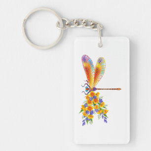 Porte-clefs Libellule Fleur Jaune