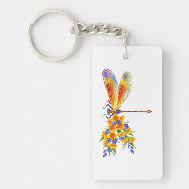 Porte-clefs Libellule Fleur Jaune (Devant)