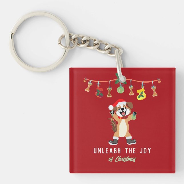 Porte-clefs Libérez La Joie Du Chien De Noël (Devant)