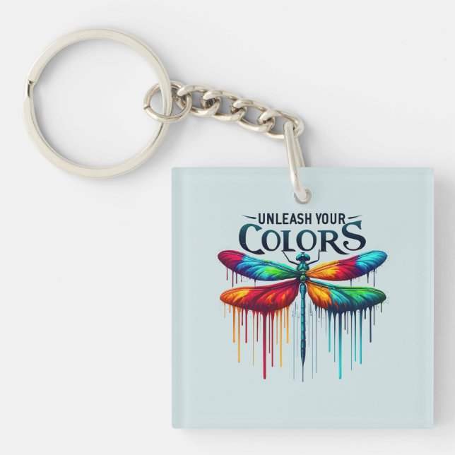 Porte-clefs Libérez vos couleurs - libellule artistique (Devant)