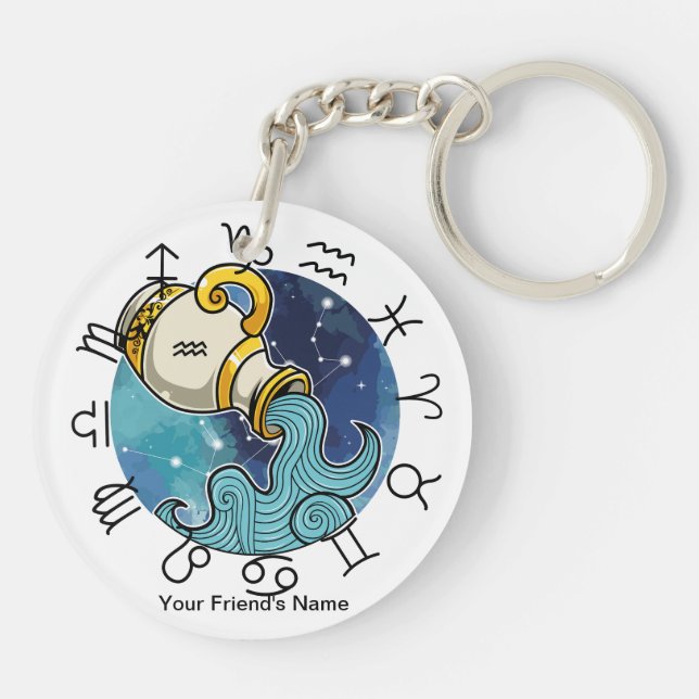 Porte-clefs Libra - Aquarius Zodiac Acrylic Keychain  (Dos)