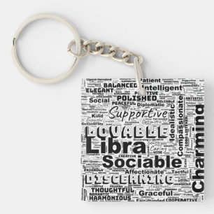 Porte-clefs Libra Zodiac Word Cloud Inspiration
