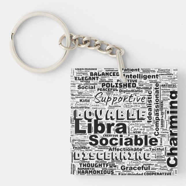 Porte-clefs Libra Zodiac Word Cloud Inspiration (Devant)