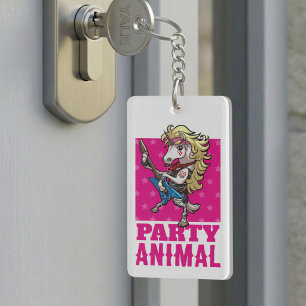 Porte-clefs Licorne drôle de fête Animaux Glam Rocker Dessin A
