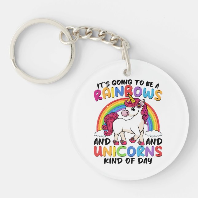 Porte-clefs licorne mignonne arc-en-ciel drôle (Devant)