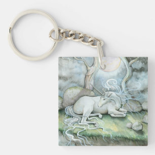 Porte-clefs Lieu de Paix Art Aquarelle Licorne Fantaisie