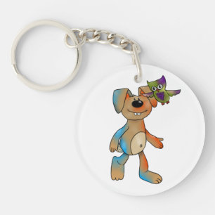 Porte-clefs Lièvre et chouette