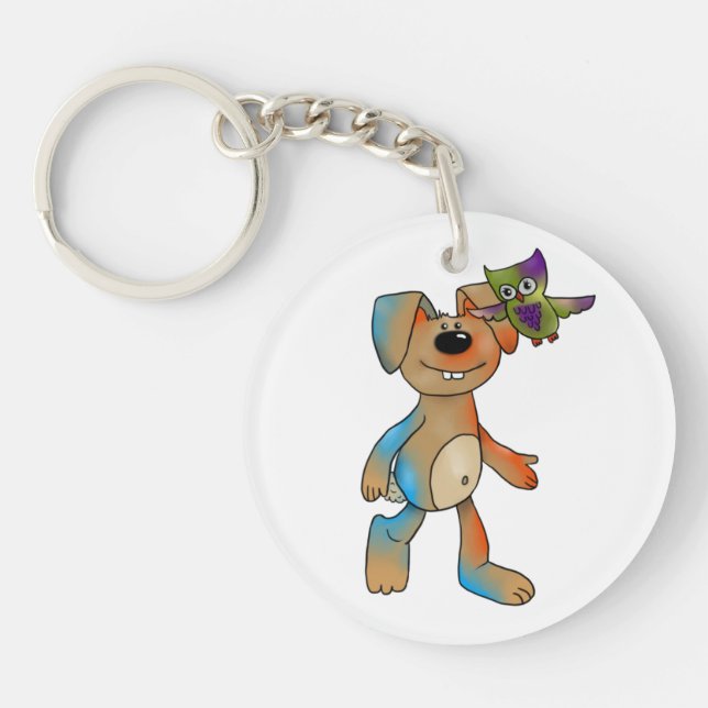 Porte-clefs Lièvre et chouette (Devant)