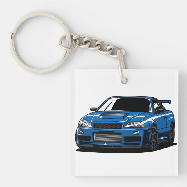 Porte-clefs Ligne aérienne Blue Nissan R34 (Devant)