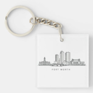 Porte-clefs Ligne artistique minimaliste de la skyline de Fort