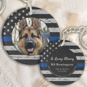Porte-clefs Ligne Bleue Mince - En Mémoire Amoureuse - Chien