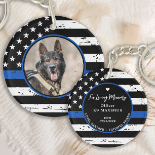 Porte-clefs Ligne Bleue Mince En Mémoire D'Amour K9 Chien De