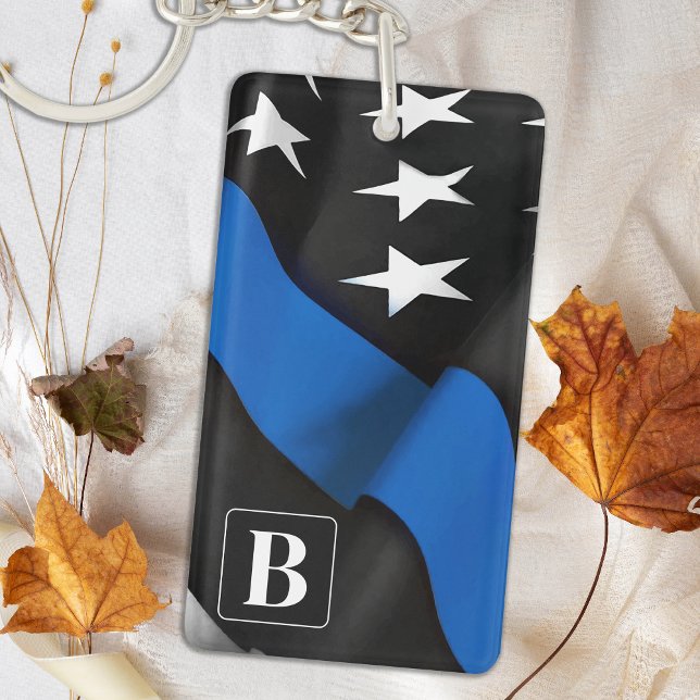 Porte-clefs Ligne Bleue Mince Porte - clé de police personnali (Créateur téléchargé)