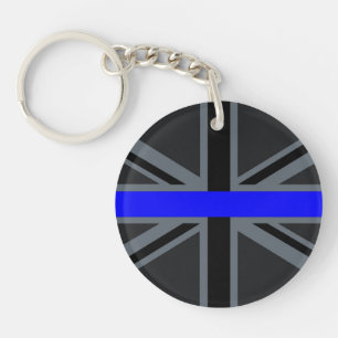 Porte-clefs Ligne bleue mince Union Jack