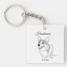 Ligne d'art de Corgi chien personnalisé