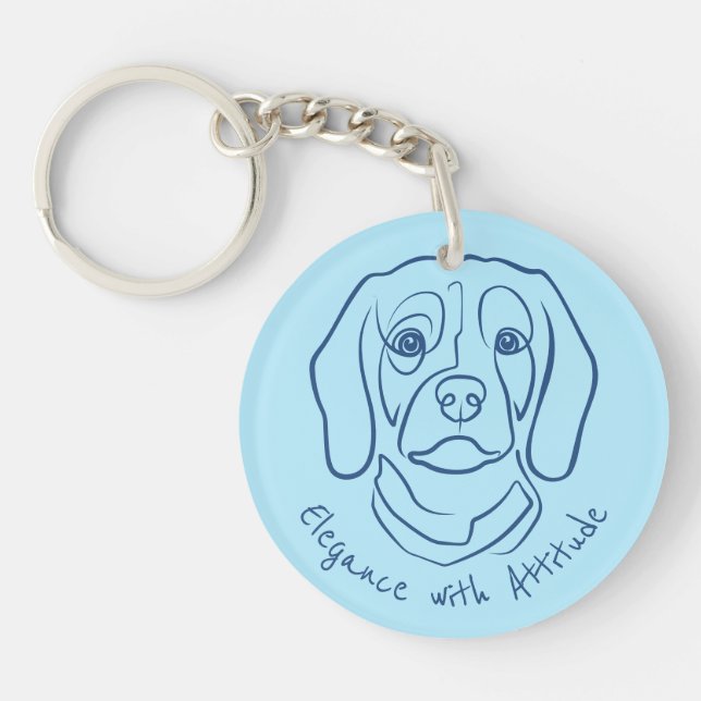 Porte-clefs Ligne de Beagle, Élégance avec Attitude (Devant)