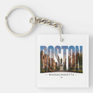 Porte-clefs 💙 Ligne d'horizon de Boston Style de ville modern