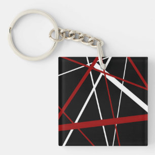 Porte-clefs Ligne Moderne Géométrie Urbaine Noir Blanc Rouge