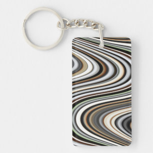 Porte-clefs Lignes Abstraites en Brown clair/beige/bleu turquo