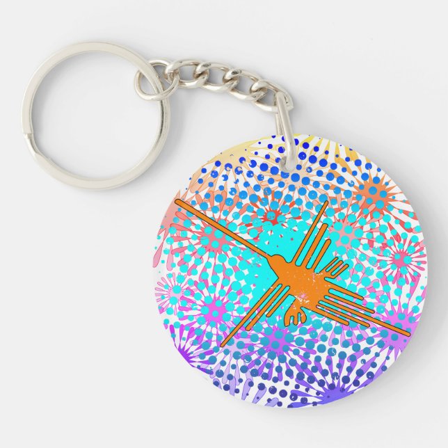 Porte-clefs Lignes de Nazca Dorées Perdues Colibri (Devant)