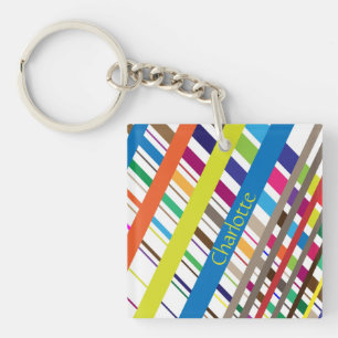 Porte-clefs Lignes diagonales multicolores