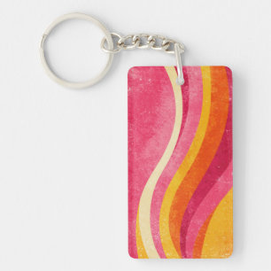 Porte-clefs Lignes ondulées rétro – Fond de couleur vintage