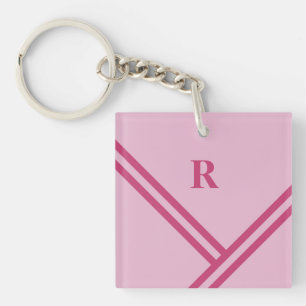 Porte-clefs Lilac Pink Stripes Trending Colors Monogramme