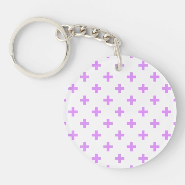 Porte-clefs Lilac polka croise sur blanc (Devant)