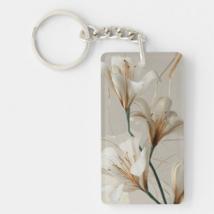 Porte-clefs Lily Blanc Or Minimaliste Élégant Neutre