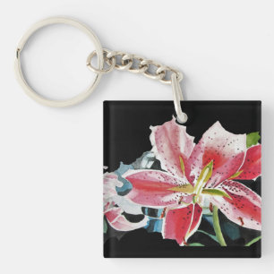 Porte-clefs Lily Lillies Fleur d'aquarelle Ring de clé