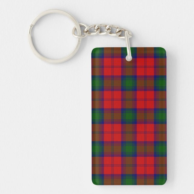 Porte-clefs Lindsay tartan rouge vert plaid (Devant)