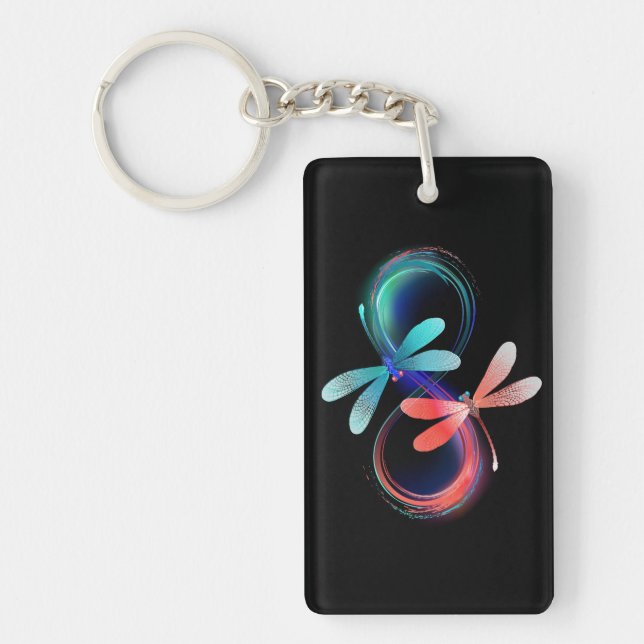 Porte-clefs L'infini avec des libellules lumineuses (Devant)