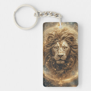 Porte-clefs Lion artistique avec Golden Géométrique