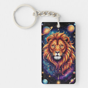Porte-clefs Lion dans la galaxie cosmique étoilée